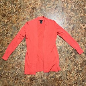 Ann Taylor Merino Wool Blend Open Cardigan Sweater Size Small Petite Coral